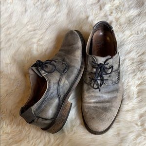 John Fluevog size 12 grey distressed shoes